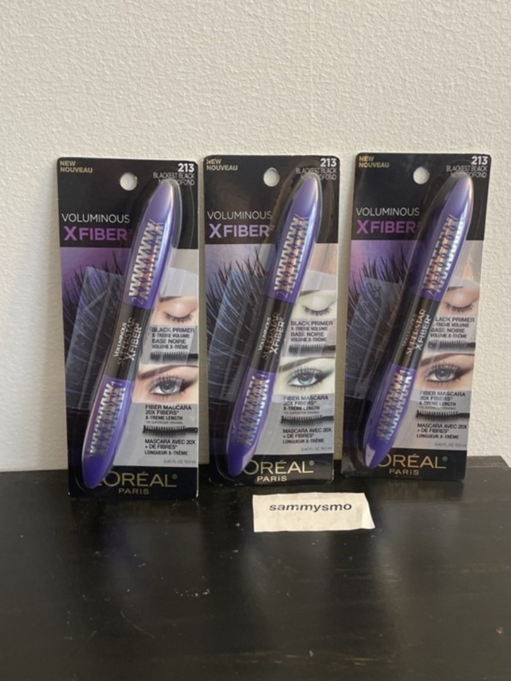 Loreal Voluminous X Fiber Washable Mascara 213 Blackest Black x3
